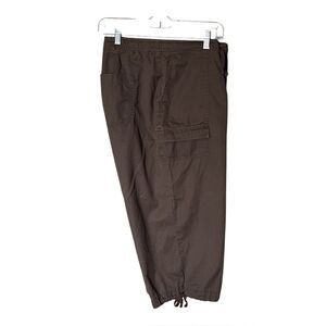 J. Jill 100% Cotton Familiar Fit At Waist Brown Cargo Capri Pants Size 18